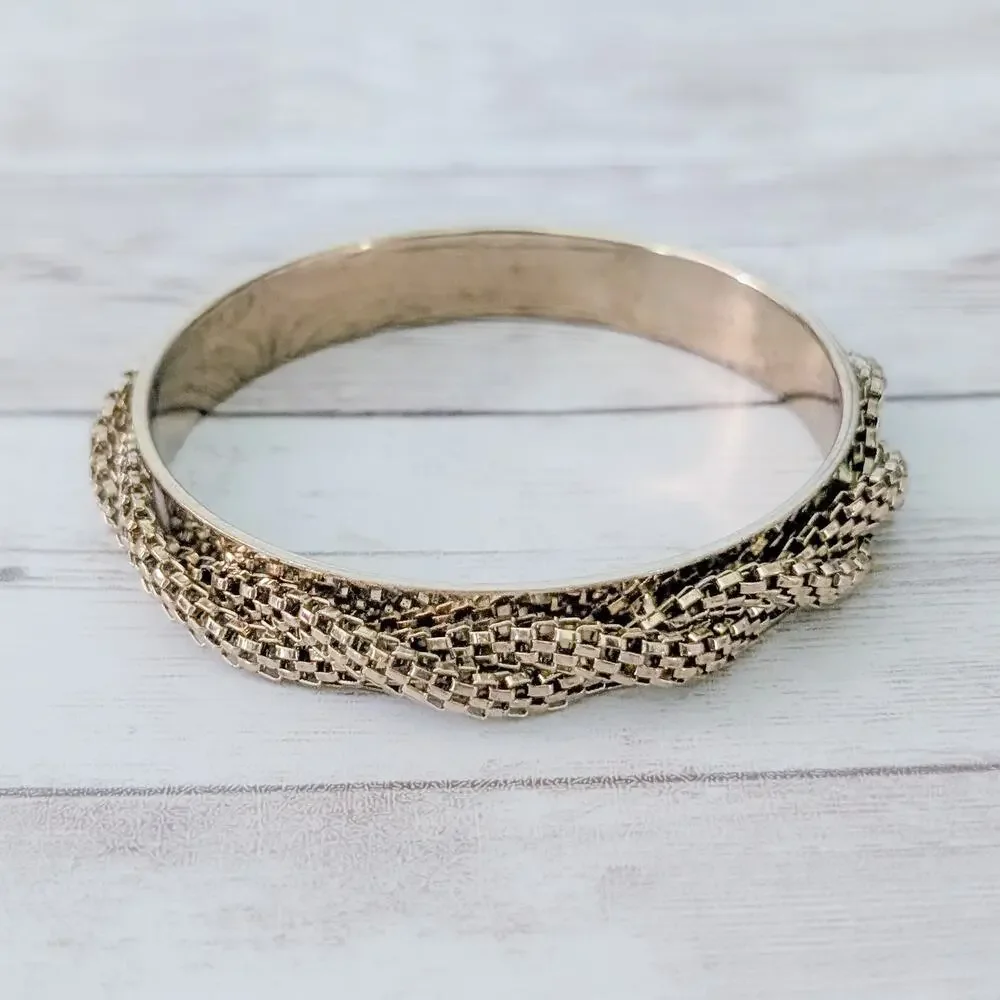 Vintage Bracelet - Gold Tone with Woven Design - 8.5